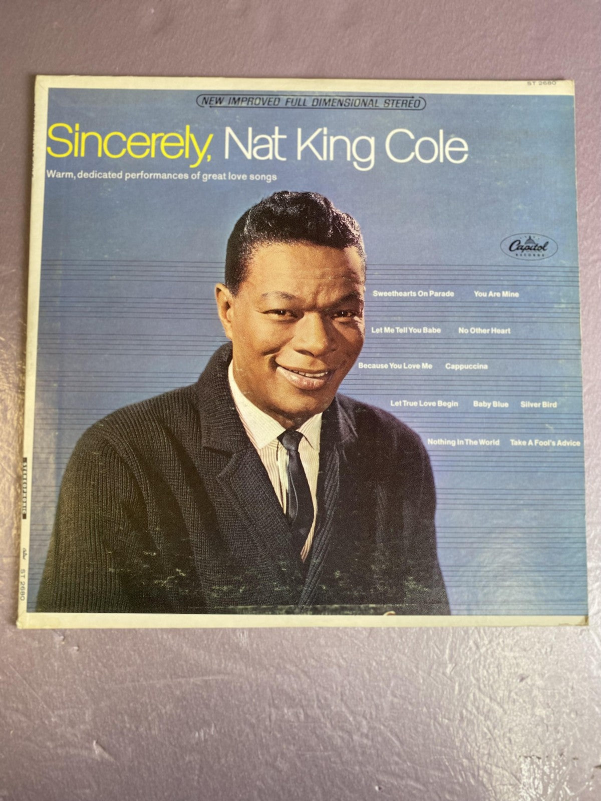 Vintage Nat King Cole Sincerely Nat King Cole Vinyl LP 1966 Capitol Jazz Vocal