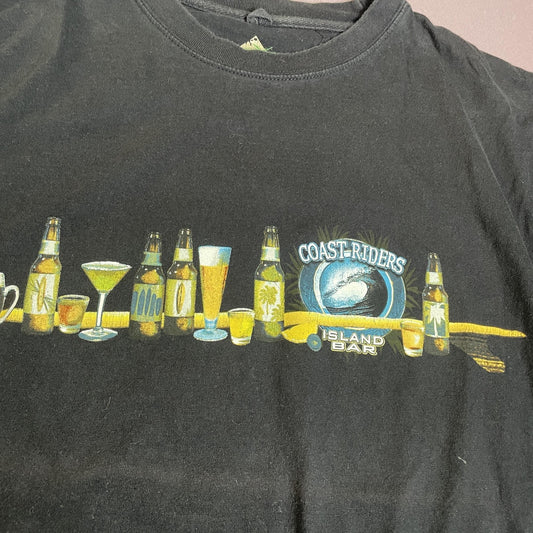 Newport Blue Shirt Mens Large Black Coast-Riders Island Bar Graphic Beer Tee