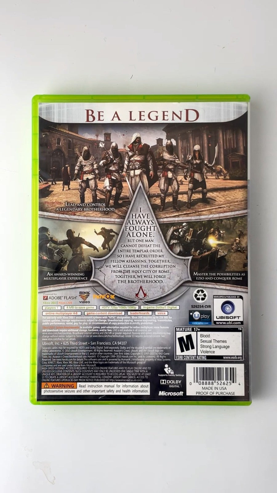 Assassin's Creed Brotherhood Xbox 360 Video Game Multiplayer TESTED