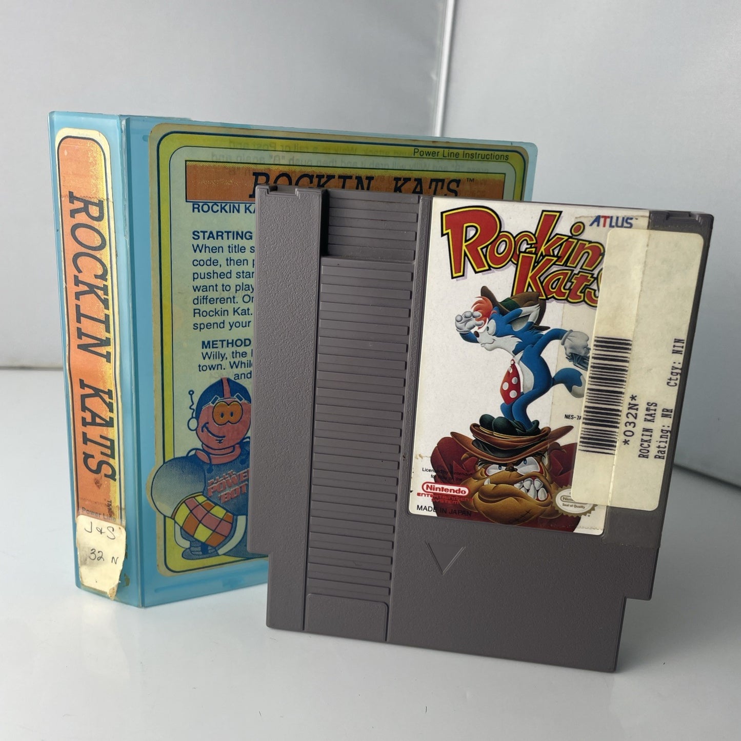 Rockin' Kats NES CART ONLY W/ Rental Case - rare Atlus nintendo TESTED WORKING