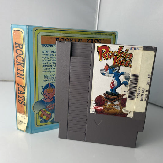 Rockin' Kats NES CART ONLY W/ Rental Case - rare Atlus nintendo TESTED WORKING