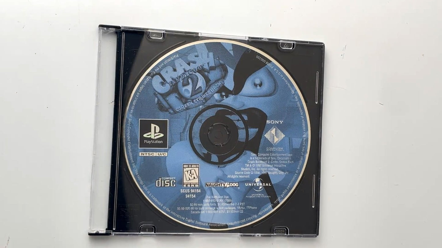 Crash Bandicoot 2 Cortex Strikes Back PlayStation Video Game DISC ONLY PS1