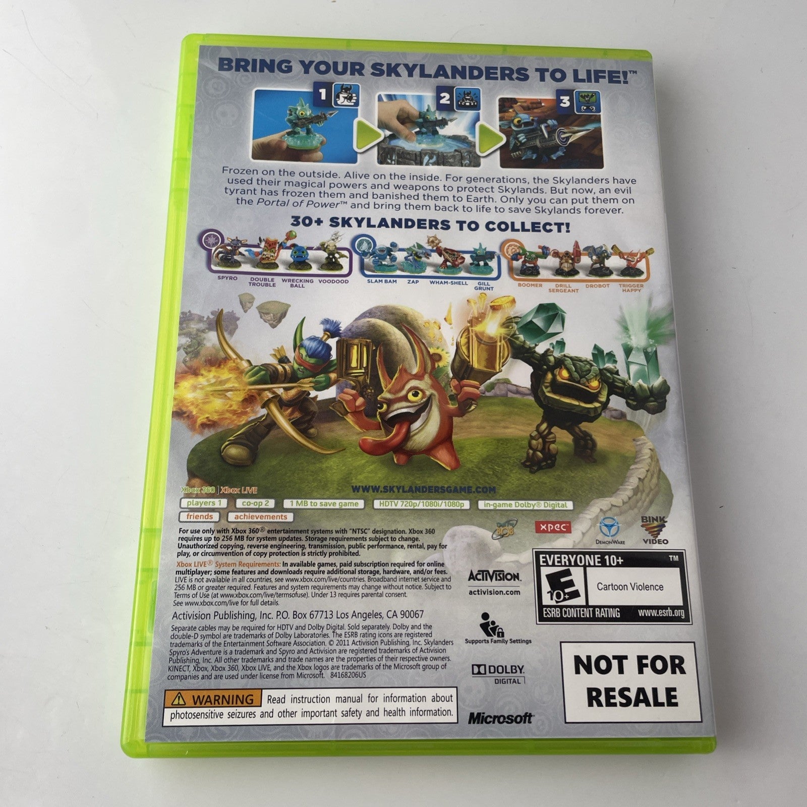 Skylanders Spyro's Adventure (Microsoft Xbox 360) Game Only Complete CIB Tested 