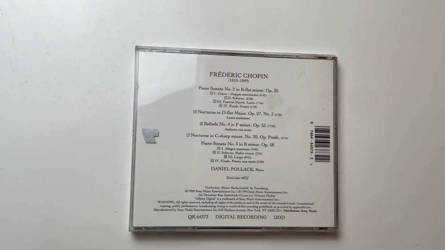 Chopin - The Romantic Piano CD 1994 Infinity Digital Classical QK64373