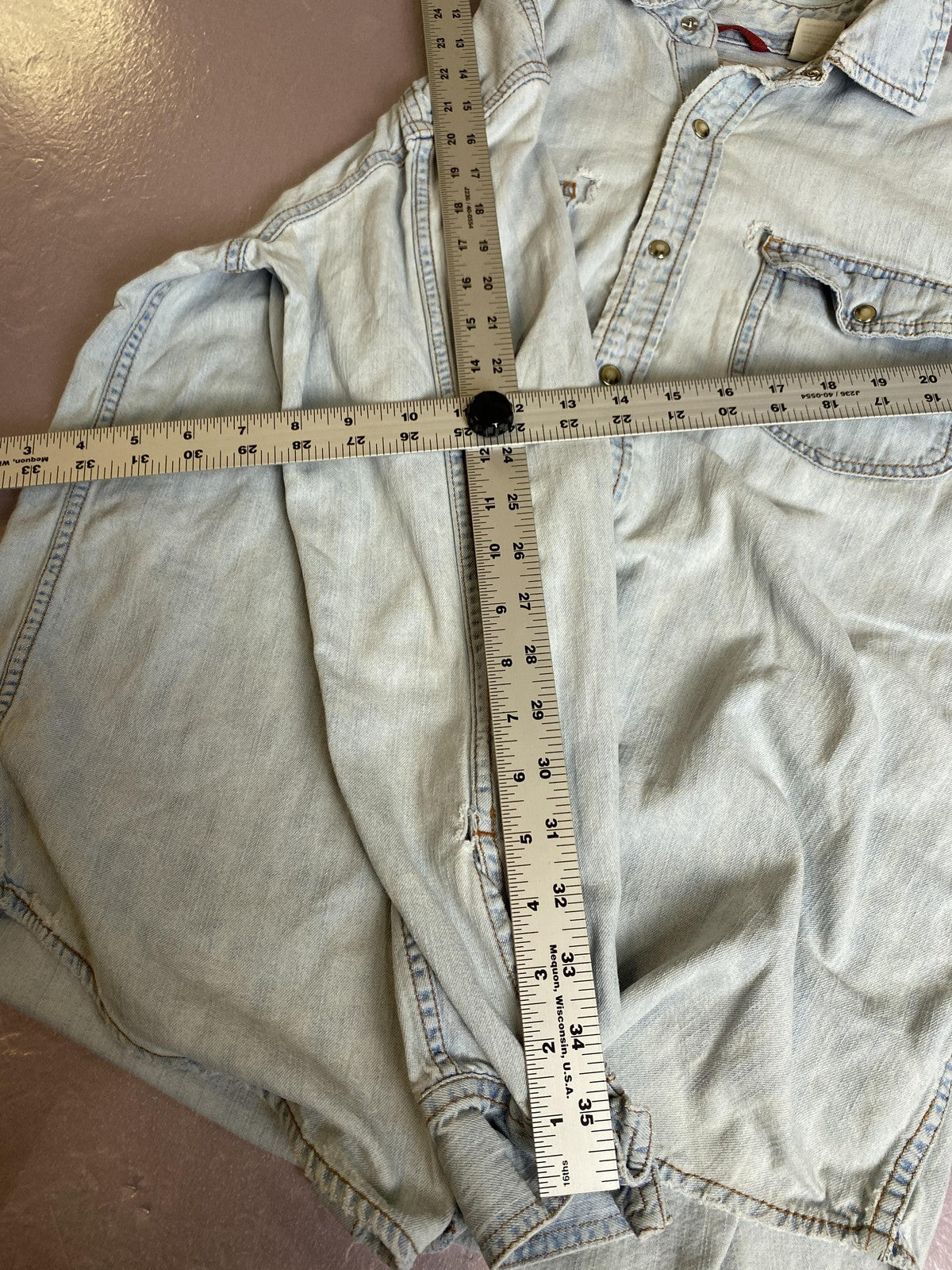 Levi Strauss Signature Shirt Mens Small Blue Snap Button Long Sleeve Western