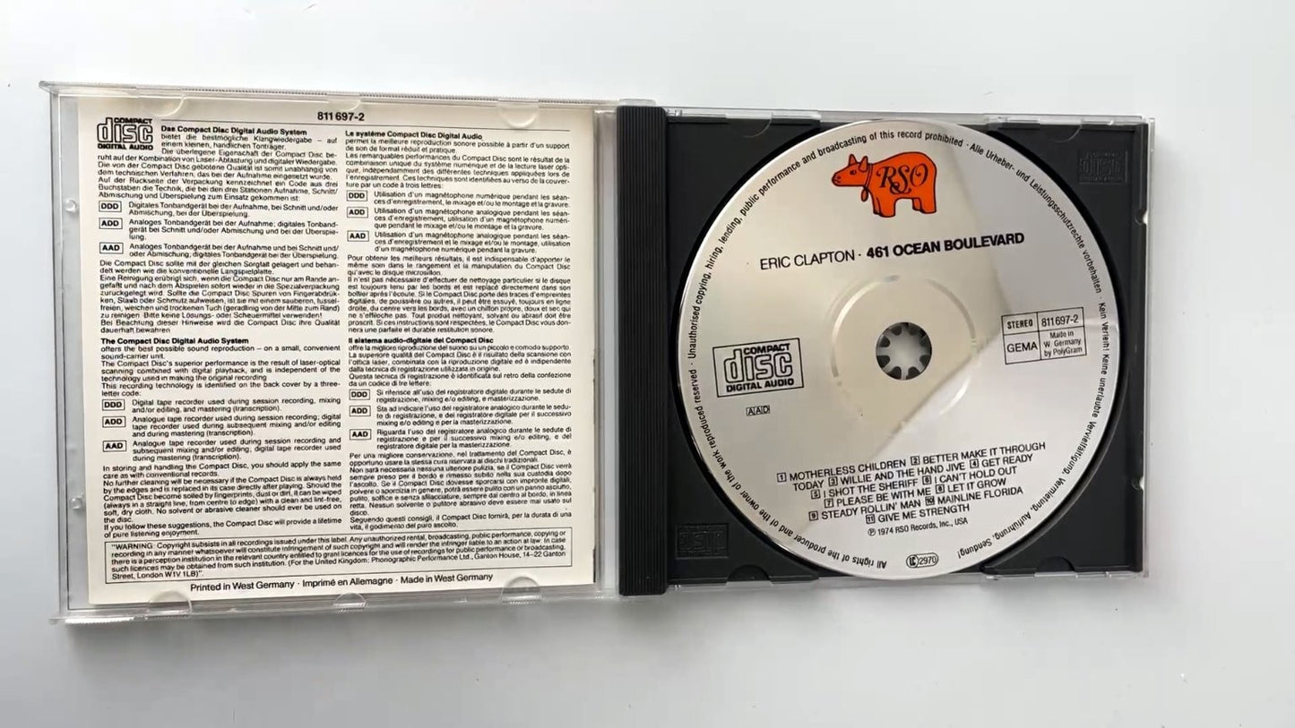 Eric Clapton - 461 Ocean Boulevard CD 1974 Rock RSO Records Made W. Germany