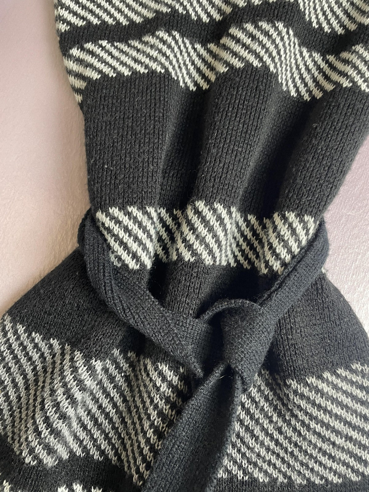 Say What Demanding Sweater Dress Womens Small Black White Cowl Neck Belted