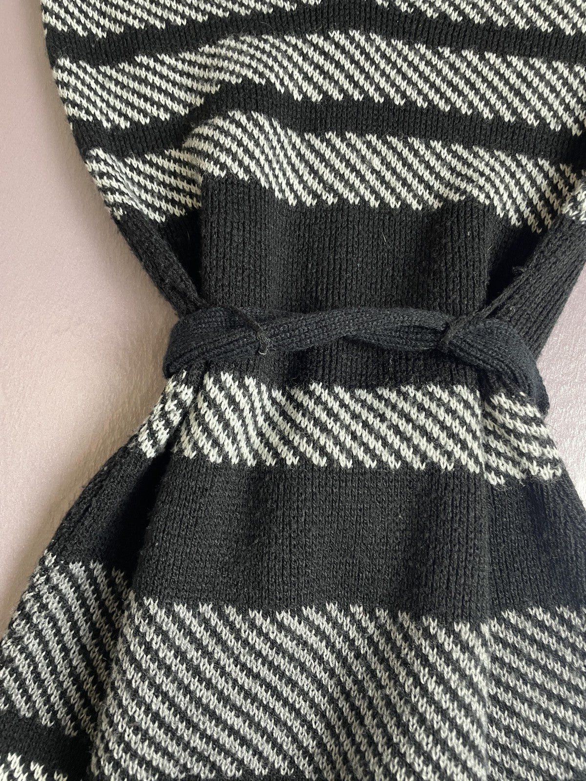 Say What Demanding Sweater Dress Womens Small Black White Cowl Neck Belted