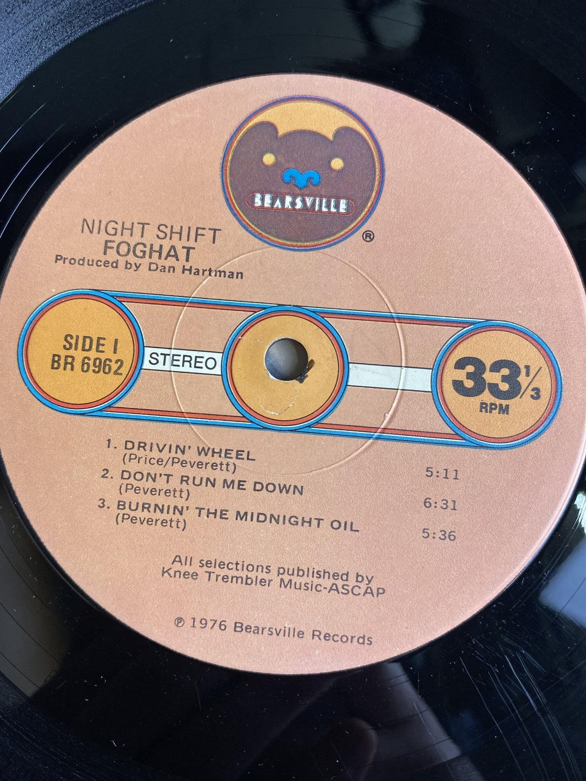 Vintage Foghat Night Shift 12in Black Vinyl LP 1976 Bearsville Blues Hard Rock