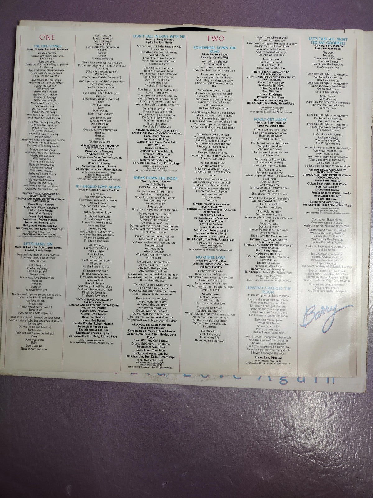 Vintage Barry Manilow If I Should Love Again Black Vinyl LP 1981 Arista Pop