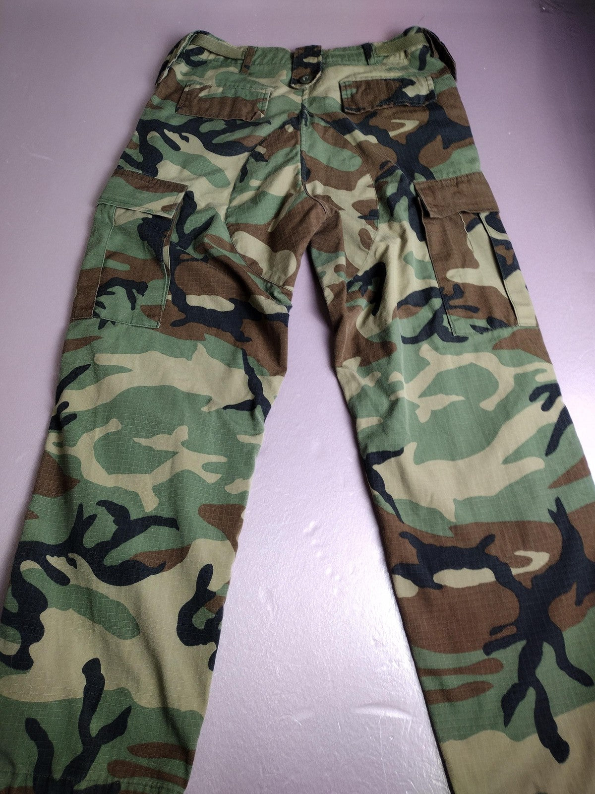 Camo BDU Pants Mens Small Regular Woodland Cargo Military Ripstop Army
