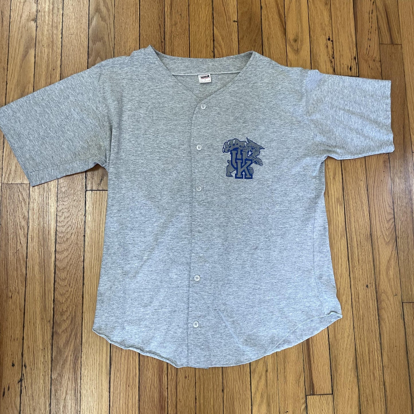 Kentucky Wildcats Shirt Mens Large Gray Wolf Athletic Baseball Jersey Button Up