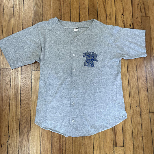 Kentucky Wildcats Shirt Mens Large Gray Wolf Athletic Baseball Jersey Button Up