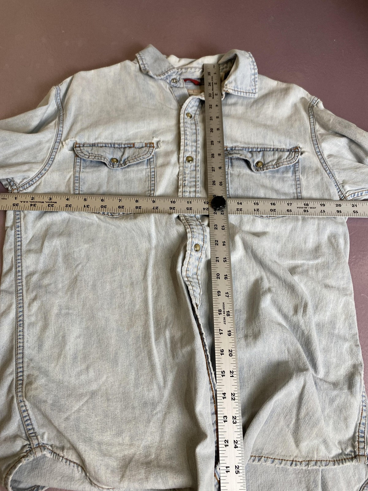 Levi Strauss Signature Shirt Mens Small Blue Snap Button Long Sleeve Western