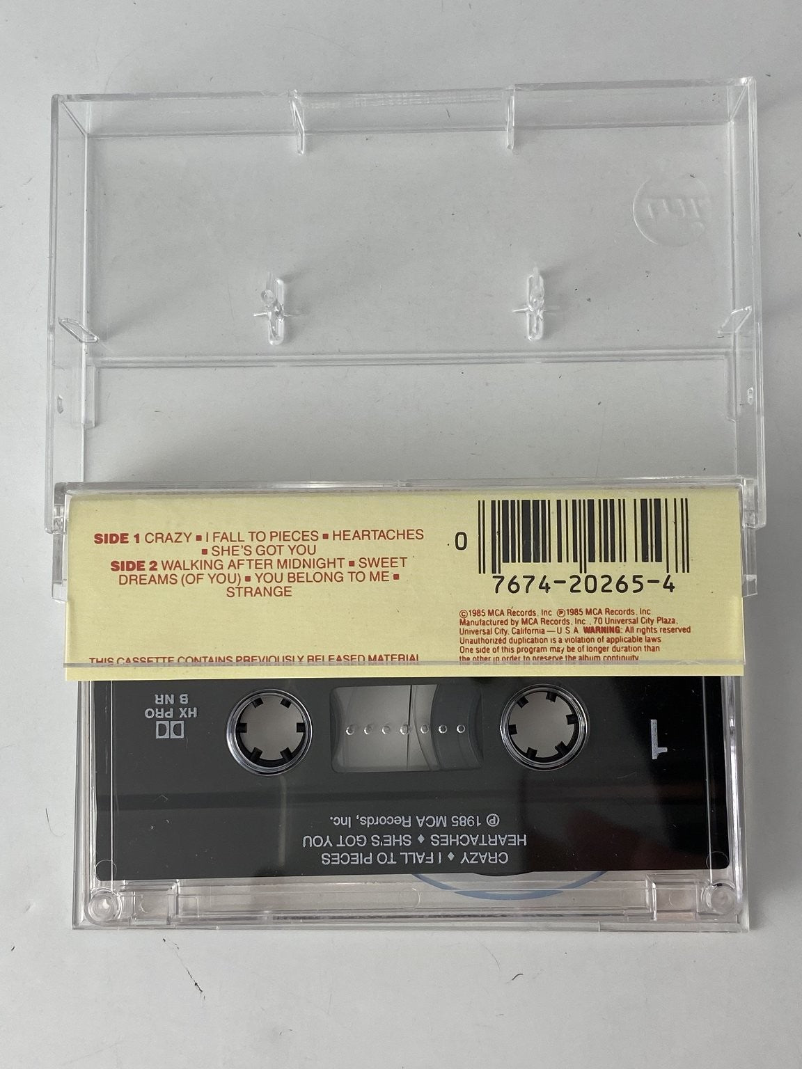 Patsy Cline Heartaches Cassette 1985 MCA Records Country HX PRO