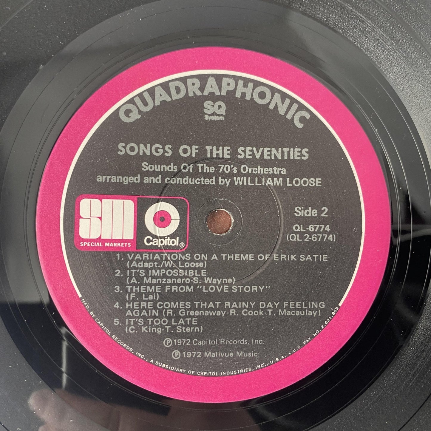 Vintage Sounds Of 70's Orchestra Songs Of The Seventies Vinyl LP 1972 Capitol