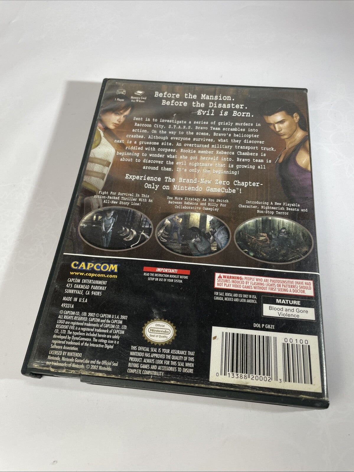 Resident Evil Zero (Nintendo GameCube, 2002) Blockbuster Case and 2 Discs