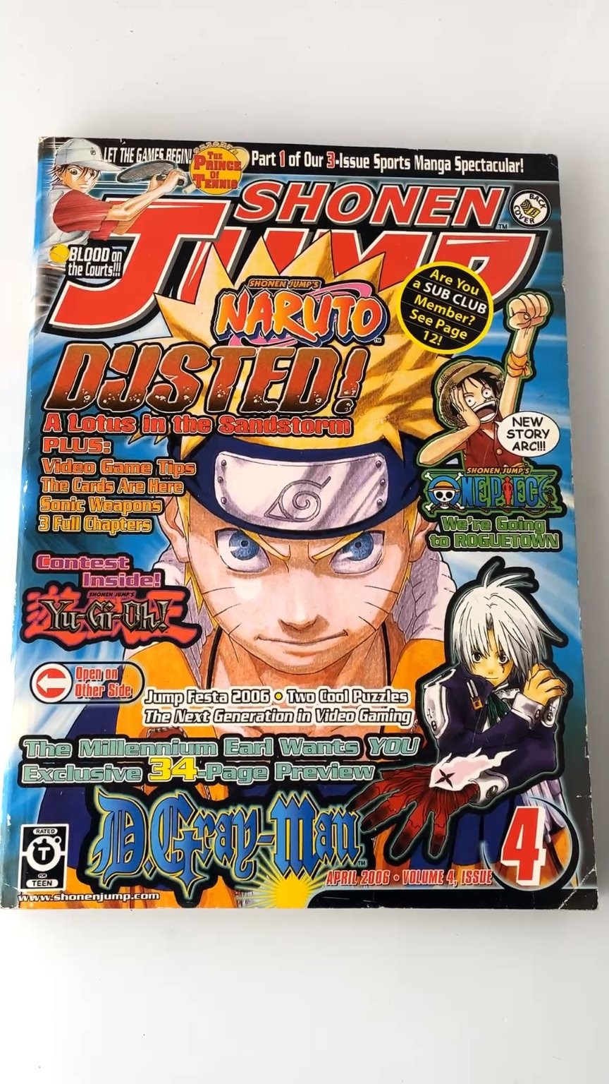 Shonen Jump Vol 4 Issue 4 April 2006 Naruto D.Gray-Man One Piece WITH CARD