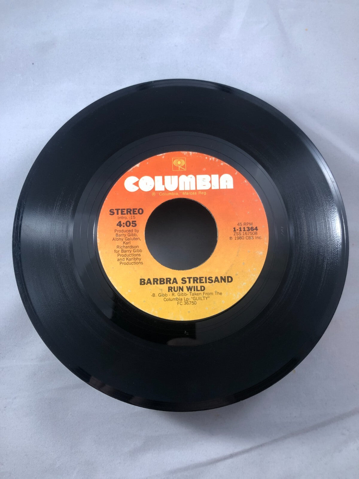 Barbra Streisand - Run Wild / Woman in Love - 45 Record - 1980 VG+ see pics
