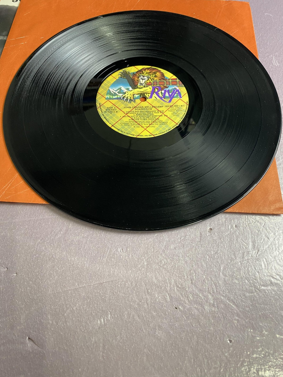 Vintage John Cougar Mellencamp Scarecrow 12" Black Vinyl LP 1985 Riva Rock