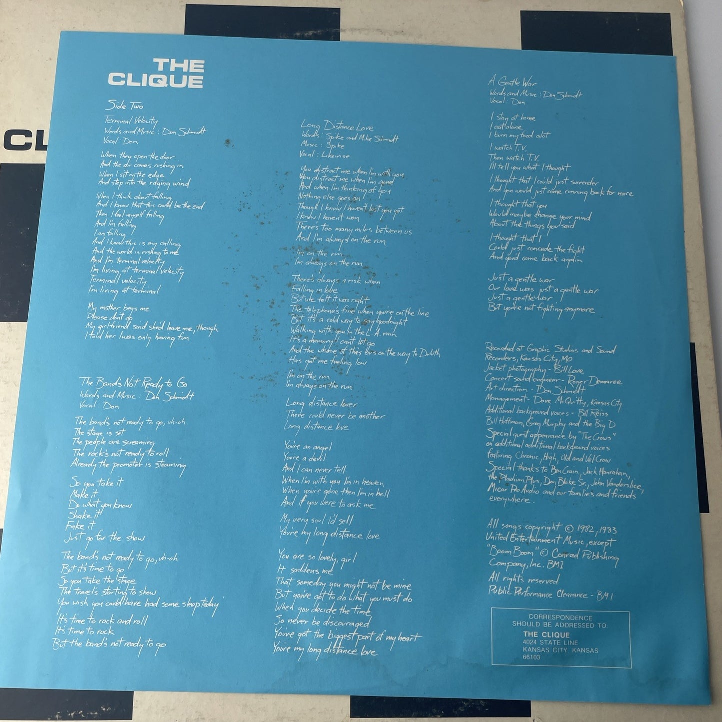 THE CLIQUE Self Titled 1983 LP Graphic GR 1014 + Insert Rare 80s Music Record