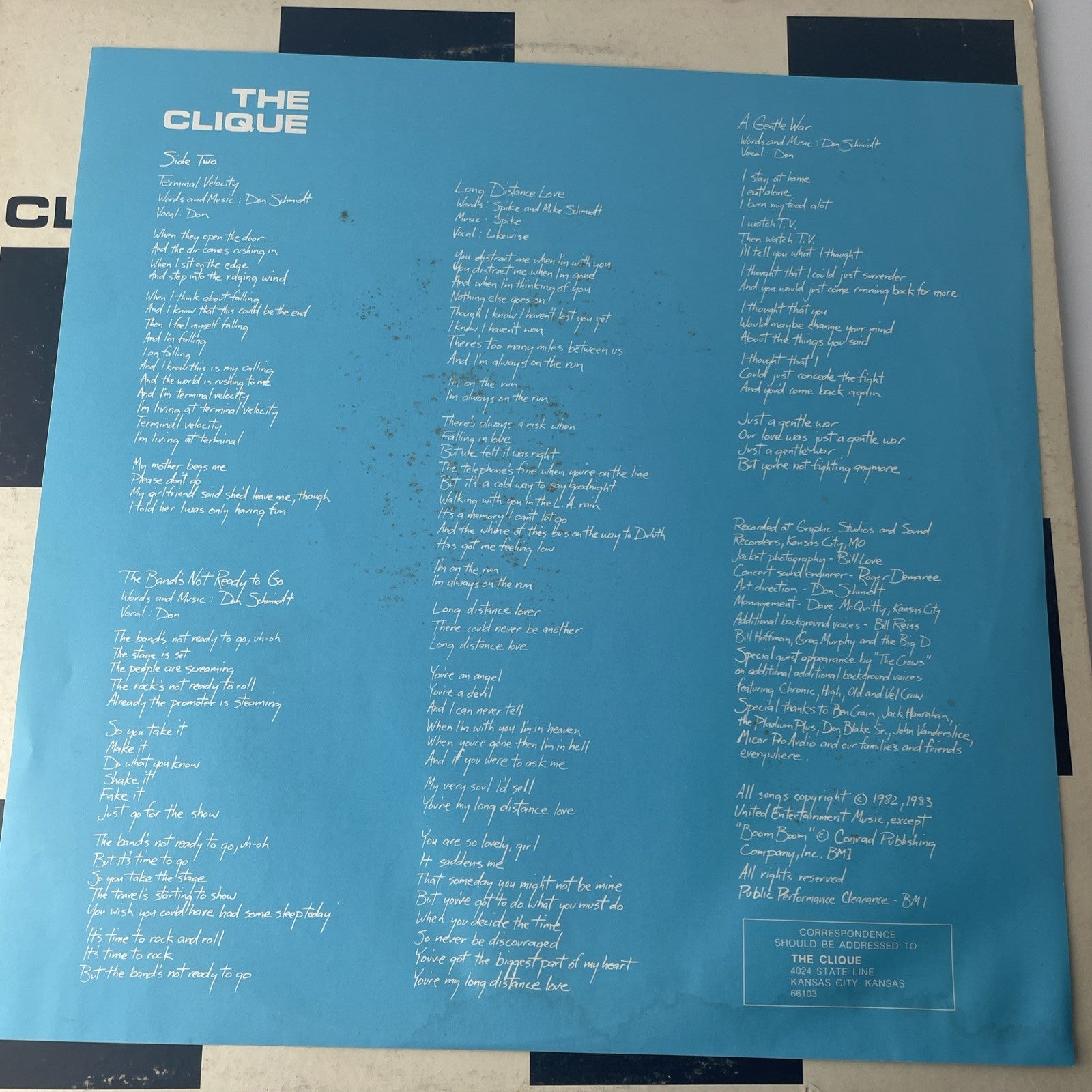 THE CLIQUE Self Titled 1983 LP Graphic GR 1014 + Insert Rare 80s Music Record
