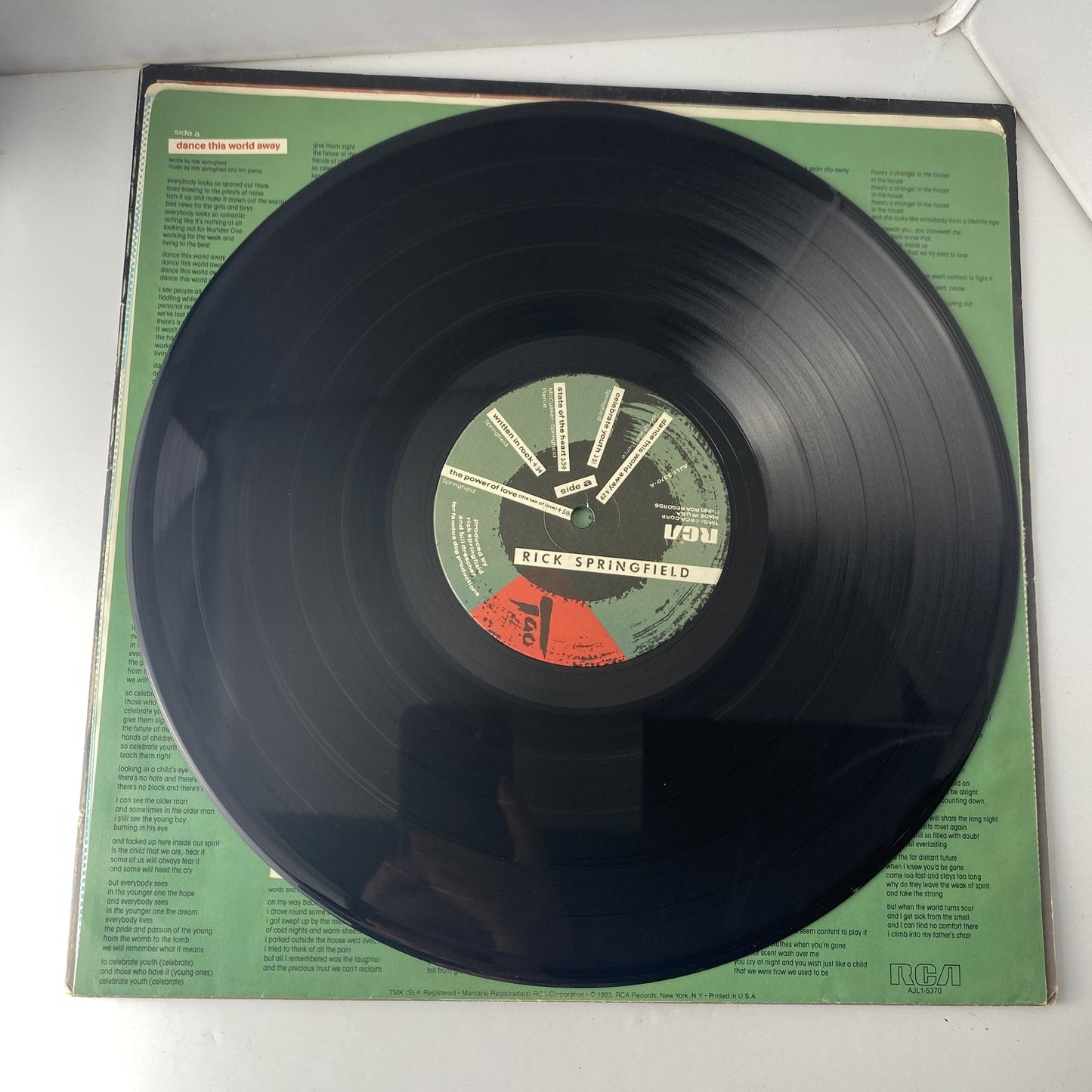 Vintage Rick Springfield Tao 12" Black Vinyl LP 1985 RCA Pop Rock Album
