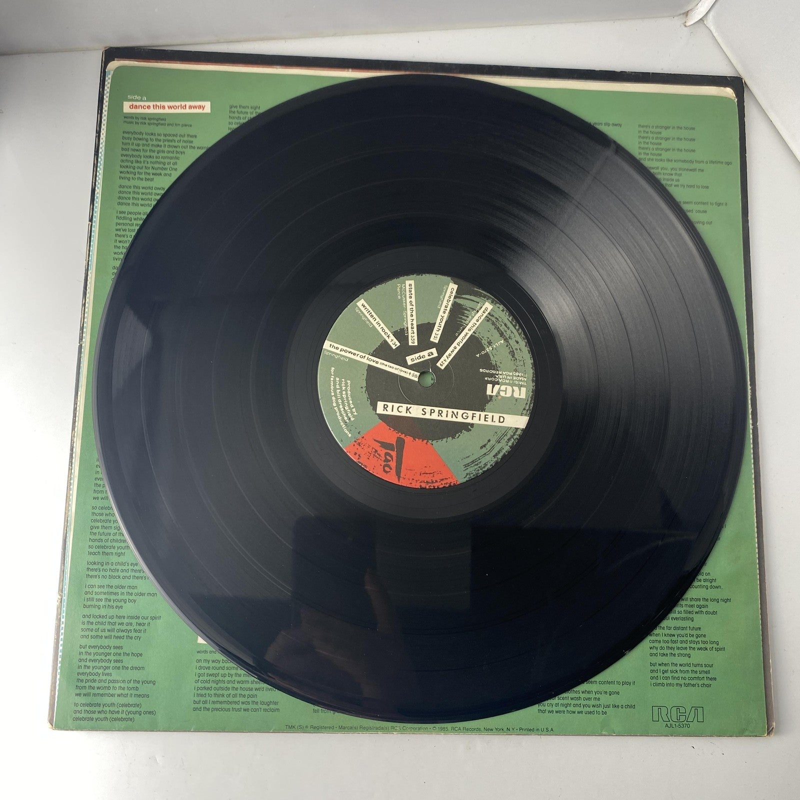 Vintage Rick Springfield Tao 12" Black Vinyl LP 1985 RCA Pop Rock Album