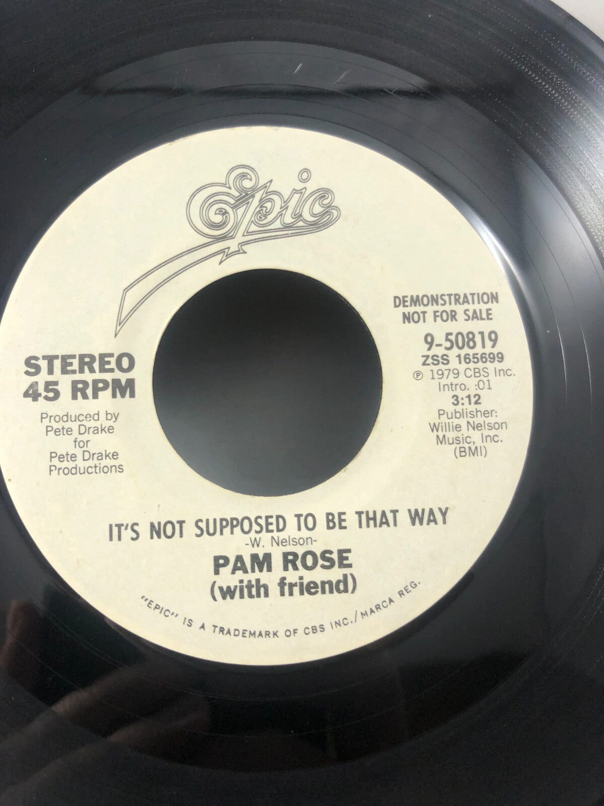 Promo!  Pam Rose ‎– It's Not Supposed To Be That Way / Same, 45 RPM VG+ (W4)