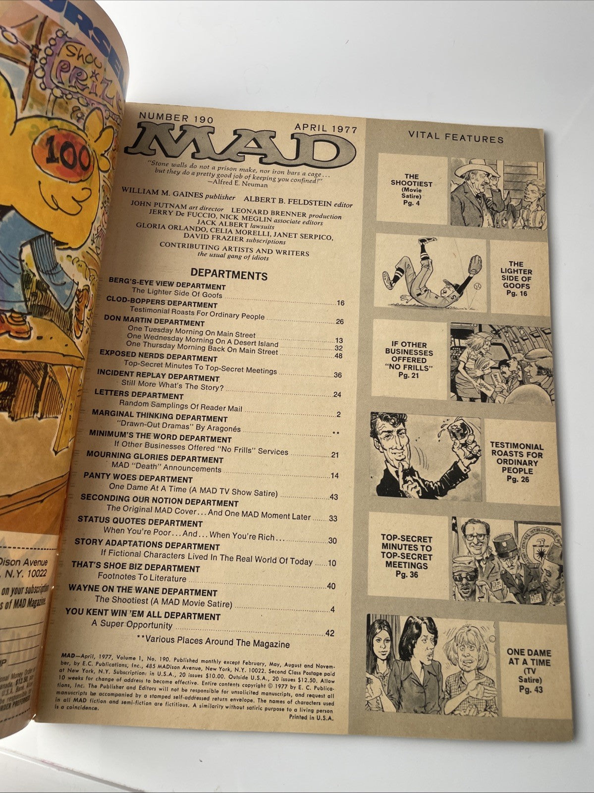 Mad Magazine Issue 190 April 1977 The Shootist CB Radios TV Parodies