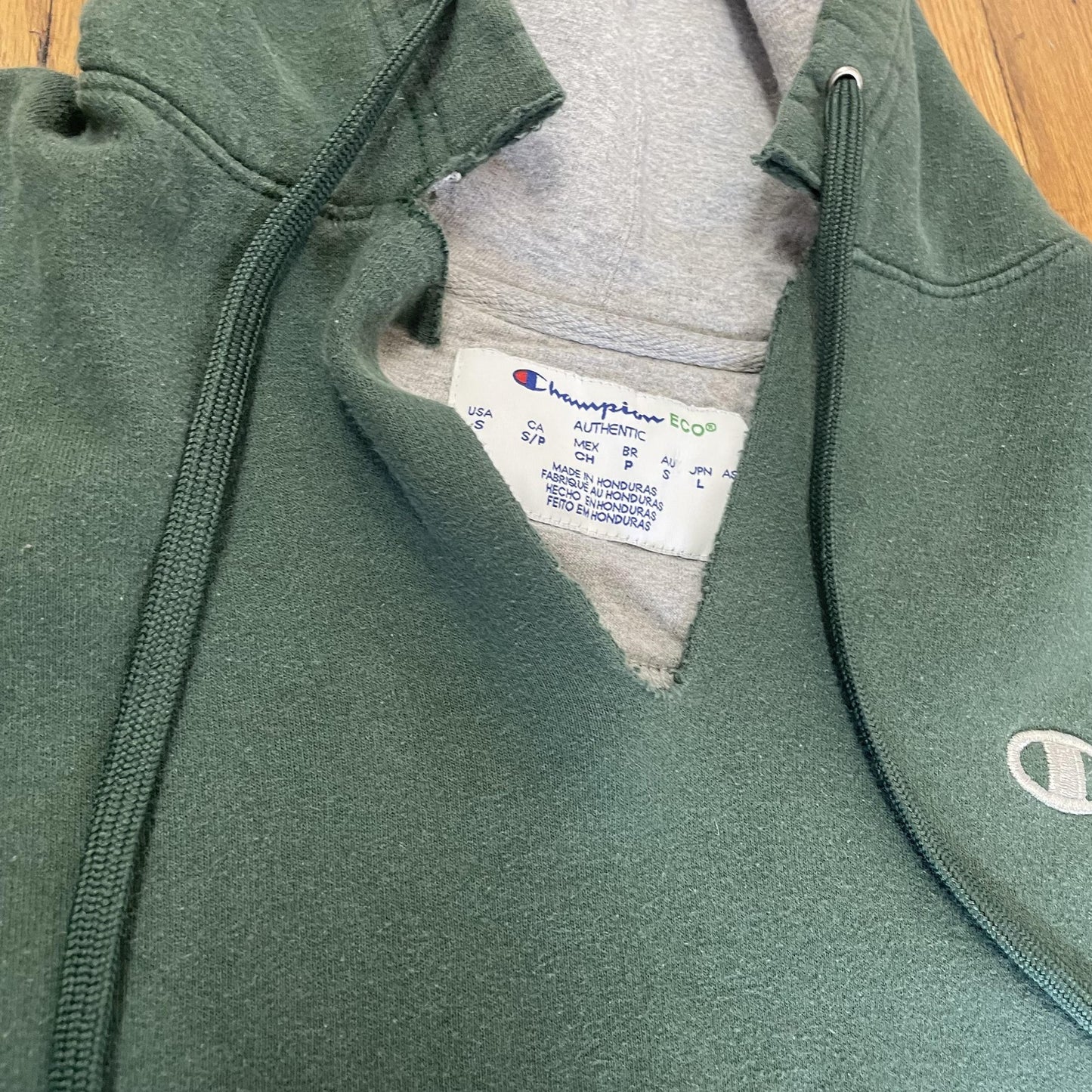Champion Eco Hoodie Mens Small Pullover Sweatshirt Kangaroo Pocket Athletic