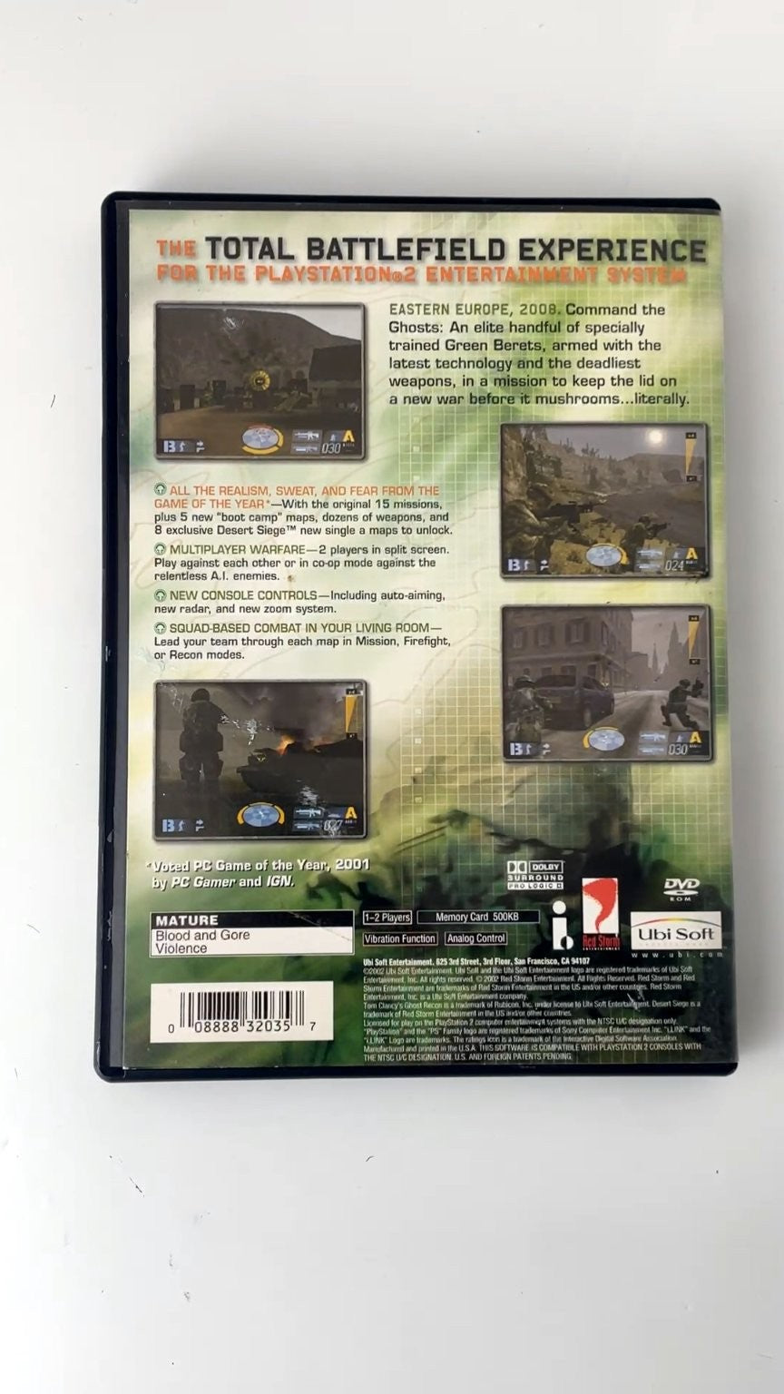 Tom Clancy's Ghost Recon PlayStation 2 Video Game Multiplayer NO MANUAL TESTED