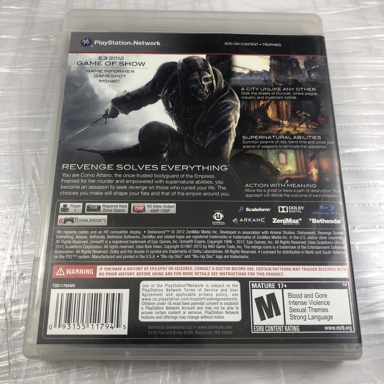 Dishonored (Sony PlayStation 3 PS3) Complete, Clean, Tested 