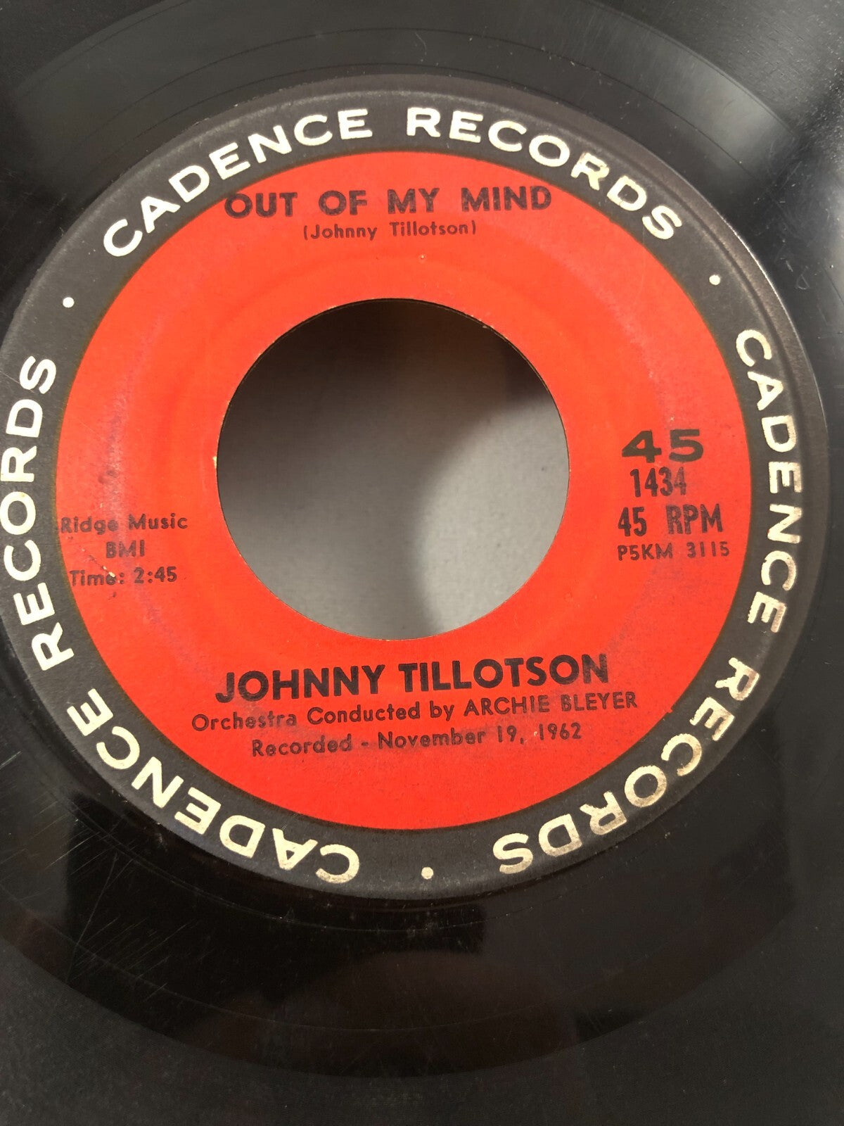 JOHNNY TILLOTSON  45 Cadence 1960'S  POP  funny time slips  FIRST PRESS  G