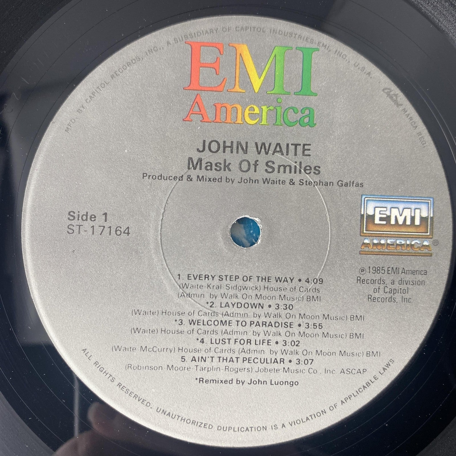 Vintage John Waite Mask Of Smiles 12" Black Vinyl LP 1985 EMI Pop Rock Album