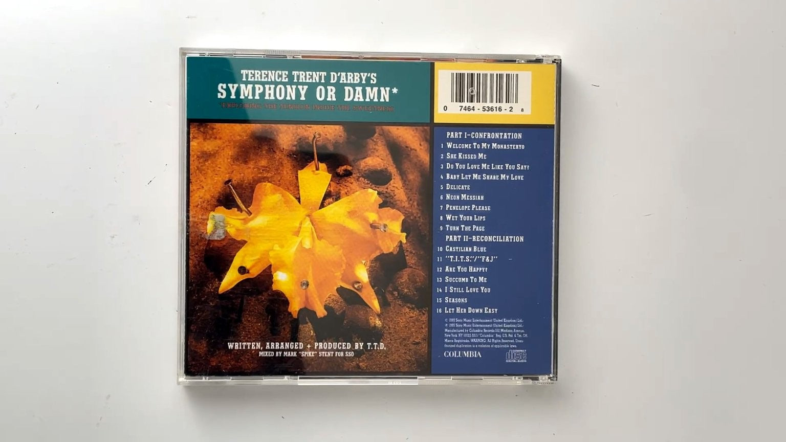 Terence Trent D'Arby's Symphony Or Damn CD 1993 Columbia Rock Soul