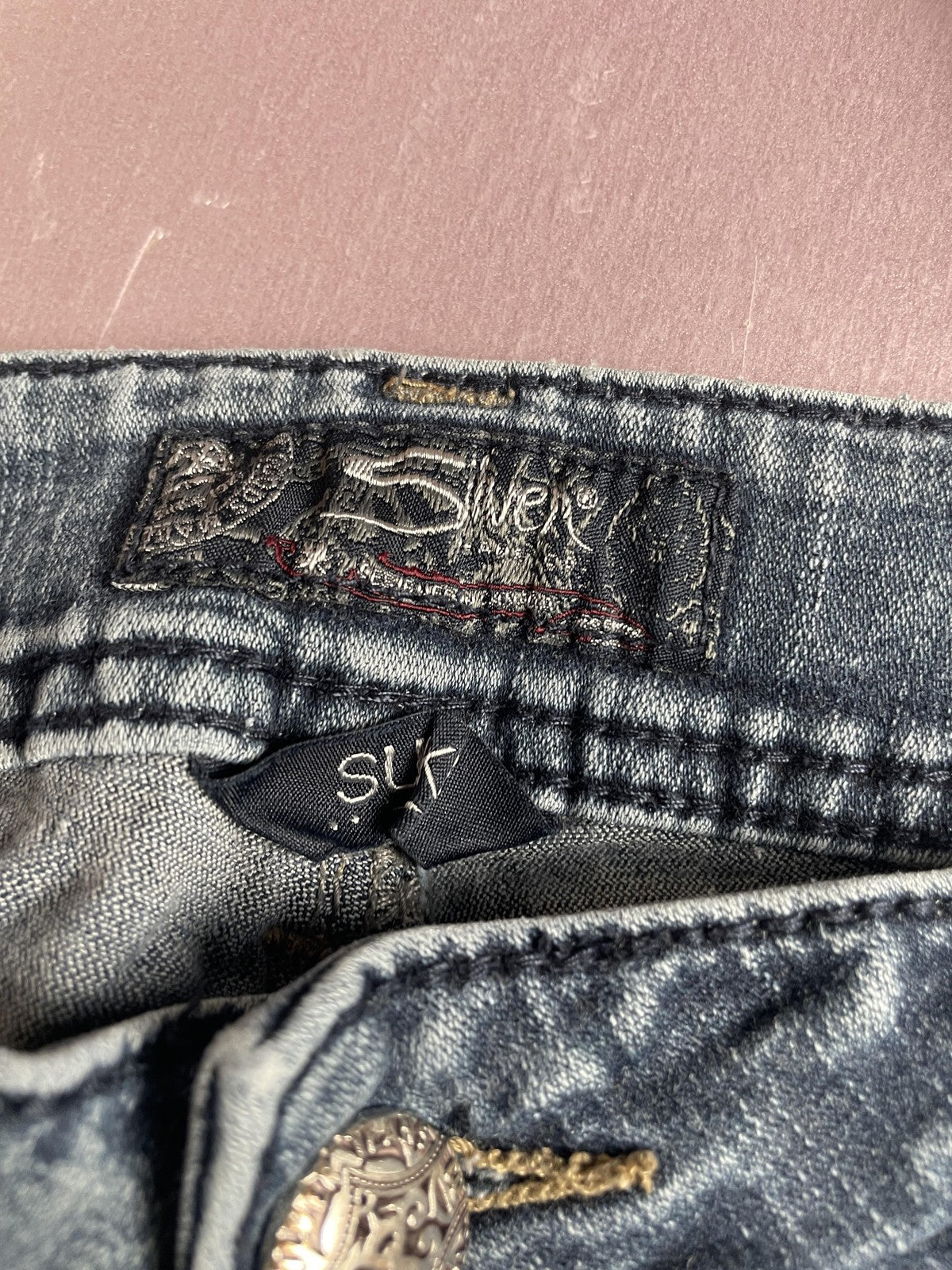 Silver Jeans Co. Jeans Womens W31/L31 Blue Suki Mid Slim Boot Denim Embroidered