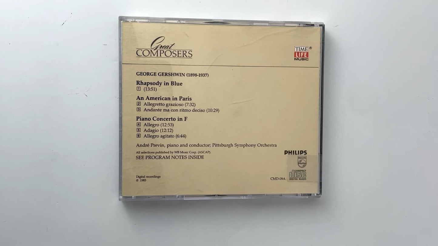 Gershwin - Great Composers CD 1985 Classical Philips TIME LIFE Music