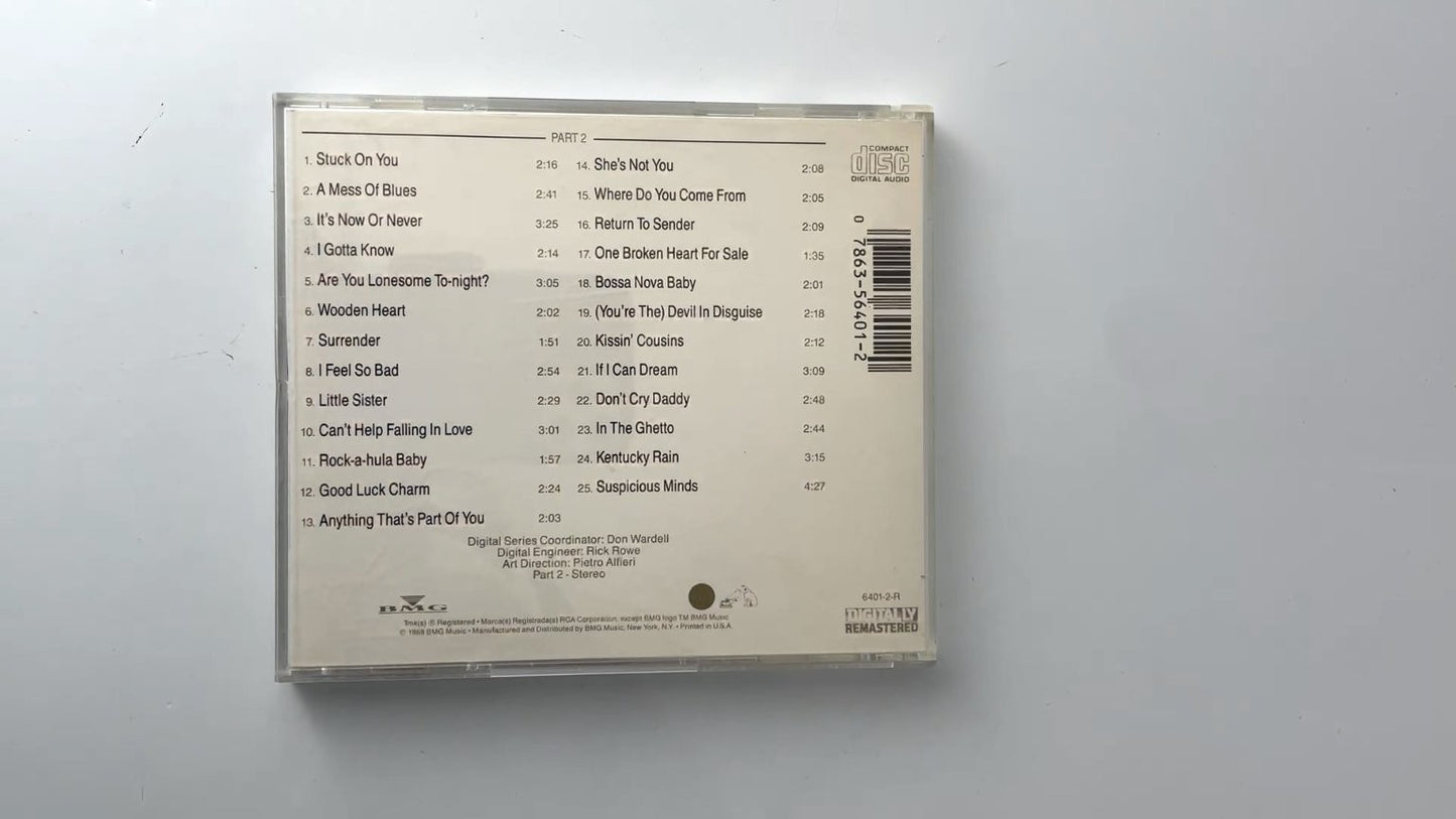 Elvis Presley - 50 Worldwide Gold Hits Vol 1 Part 2 CD 1988 Rock RCA