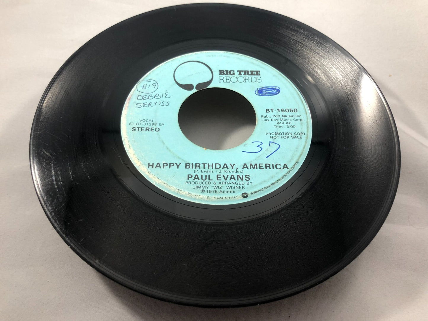 Paul Evans - Happy Birthday America 7" VG+ BT-16050 Vinyl 45 Promo