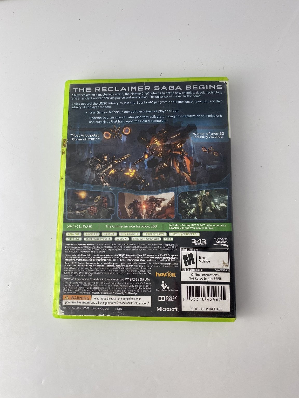 Halo 4 Xbox 360 Video Game FPS Multiplayer Sci-Fi NTSC