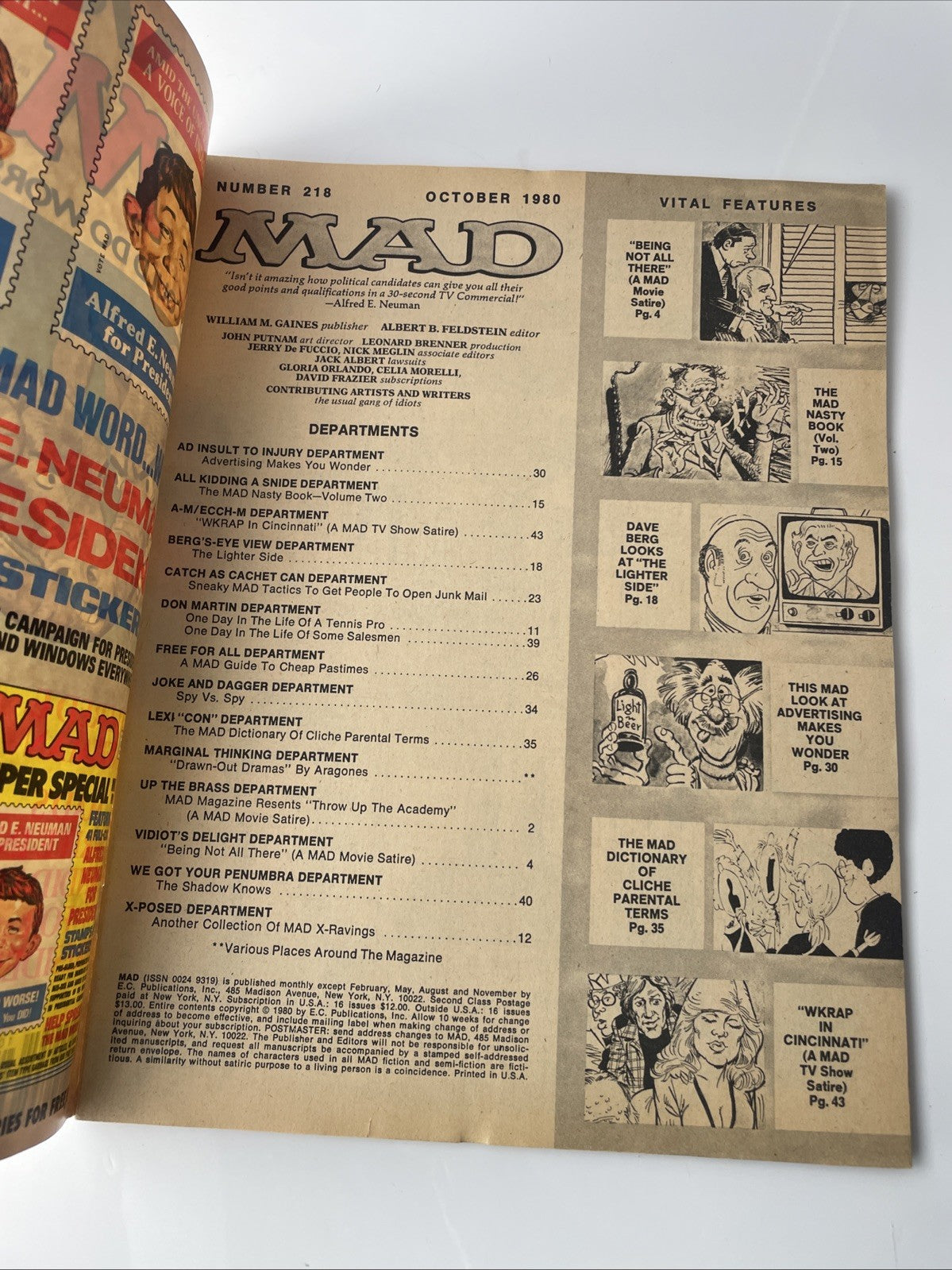 MAD Magazine # 218 OCT '80 Good Condition