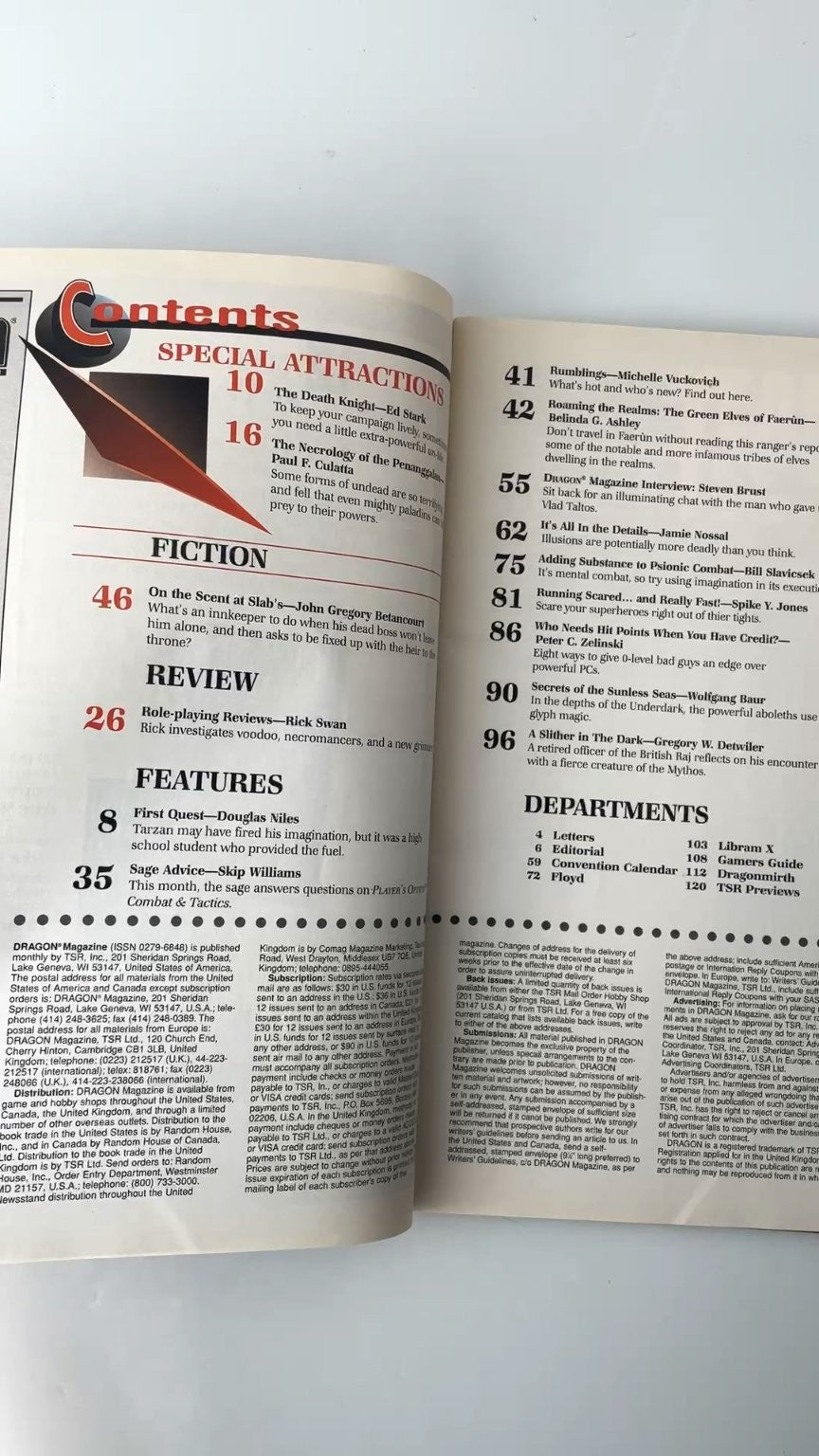 Dragon Magazine No. 222 TSR 1995 Illustrated RPG Dungeons & Dragons