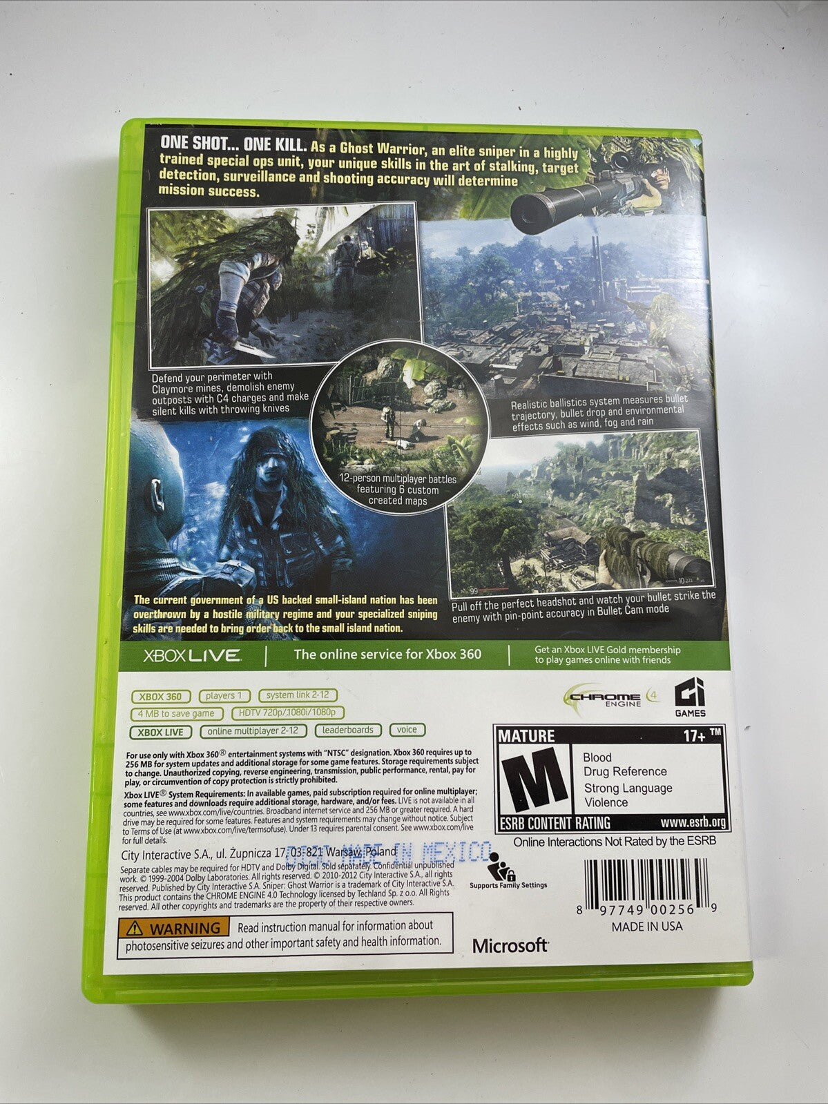 Sniper Ghost Warrior Xbox 360 - Complete CIB Very Good Condition