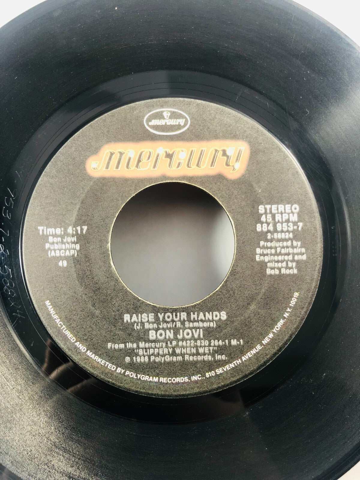 Rock 45 Bon Jovi - You Give Love A Bad Name  Raise Your Hands Vintage 80s single