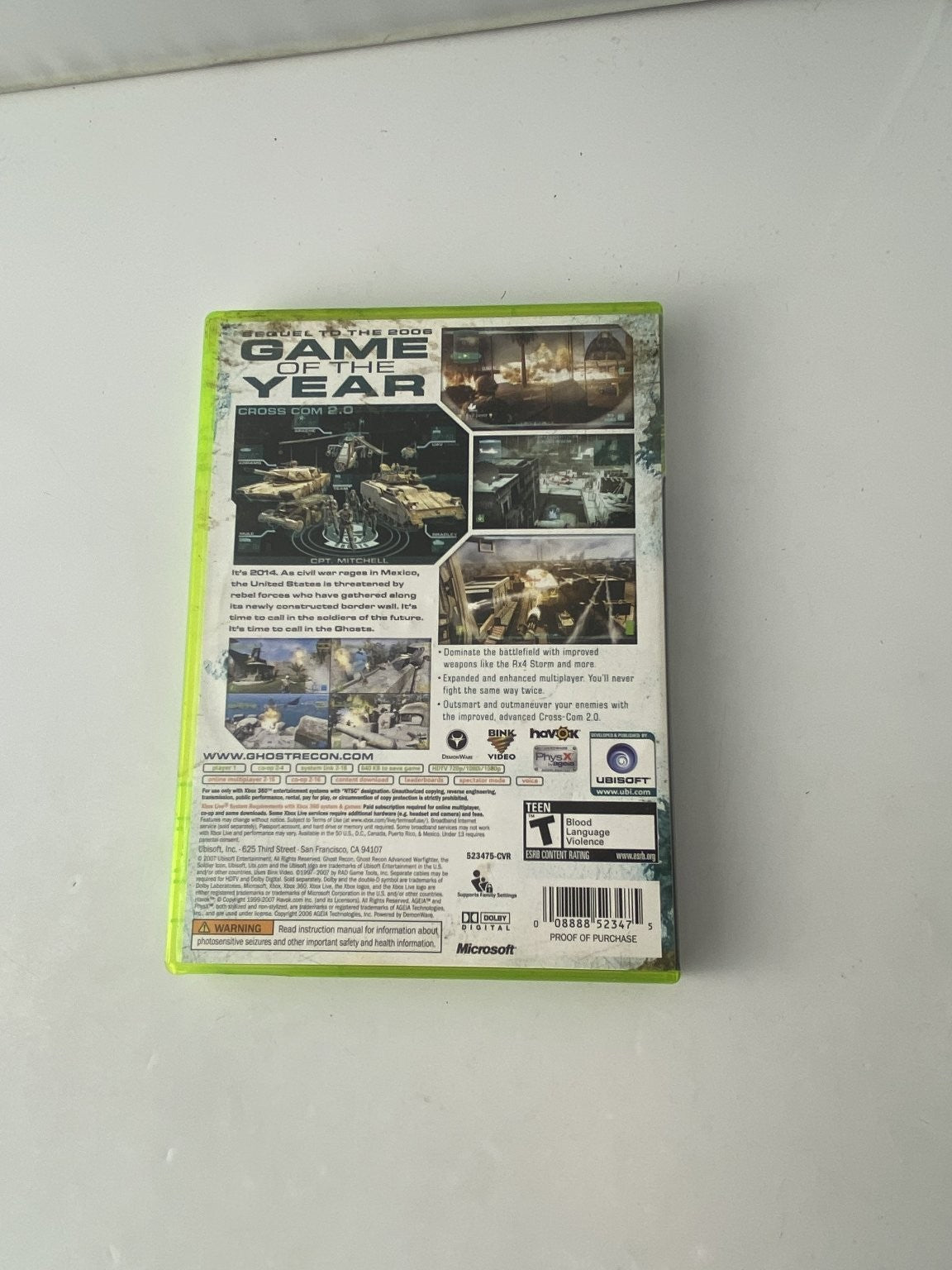 Tom Clancy's Ghost Recon Advanced Warfighter 2 Xbox 360 Video Game Tactical