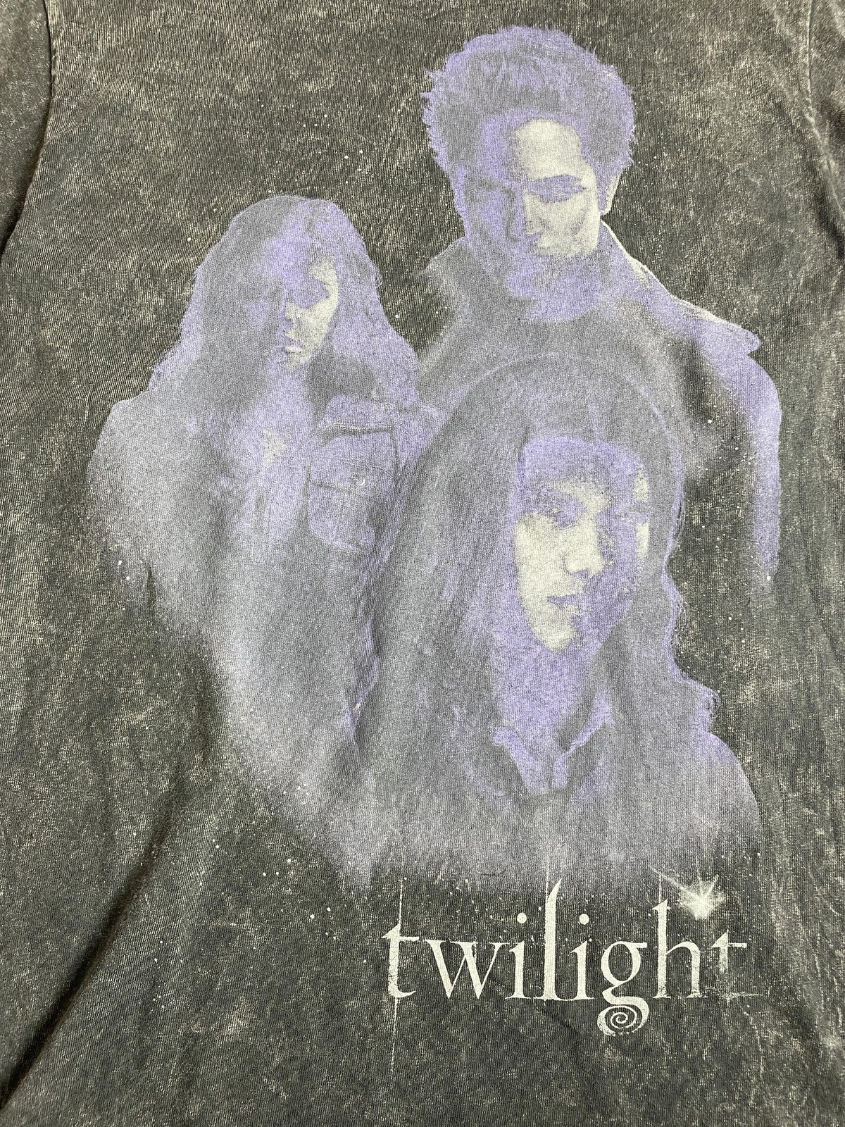Twilight Shirt Womens Medium Black Acid Wash Movie Graphic Crewneck Tee Vampire