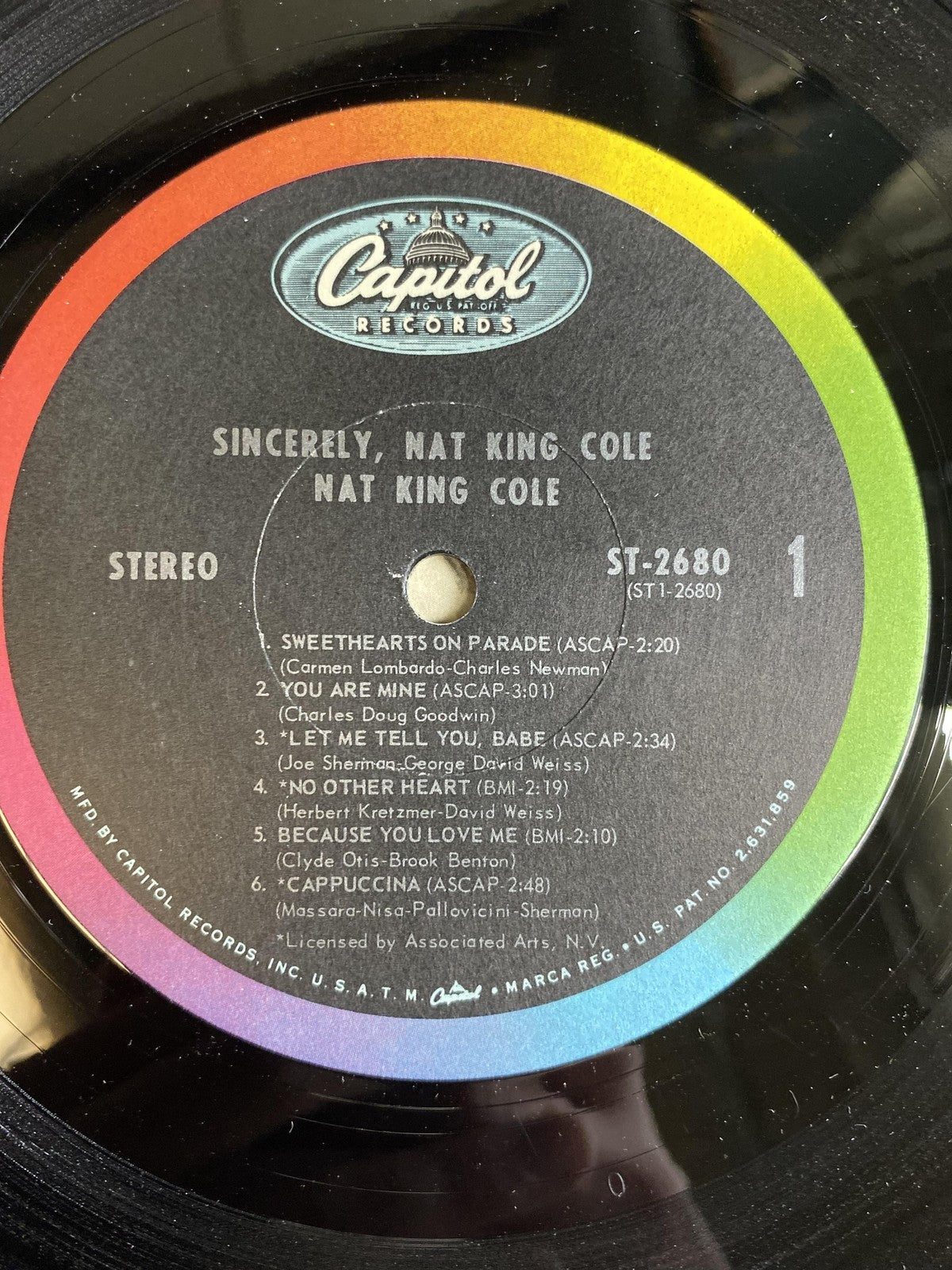 Vintage Nat King Cole Sincerely Nat King Cole Vinyl LP 1966 Capitol Jazz Vocal