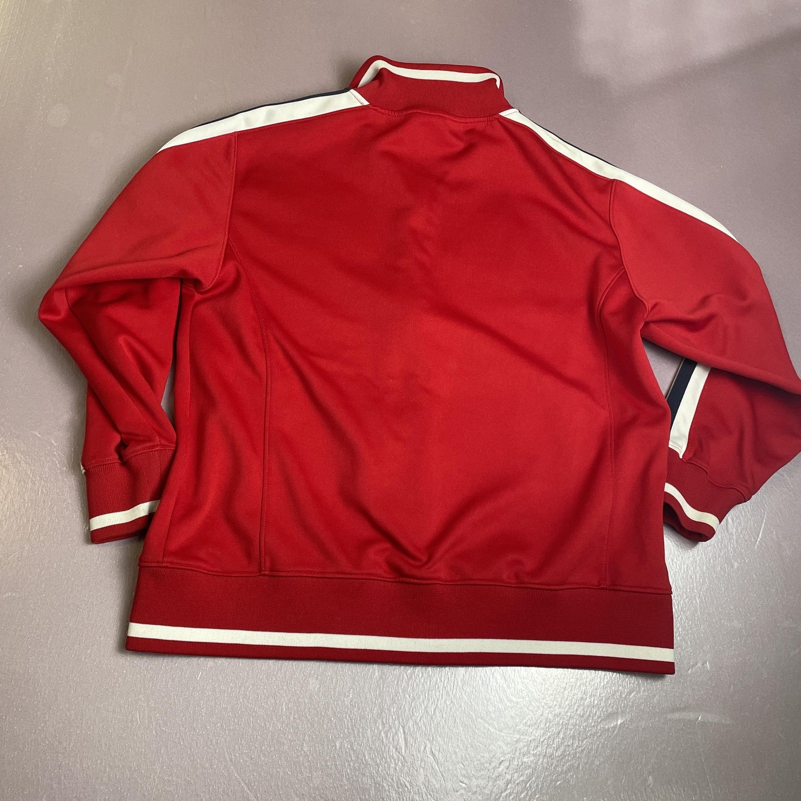 Old Navy Jacket Mens Extra Large Red Full Zip Track Varsity Striped Spell Out