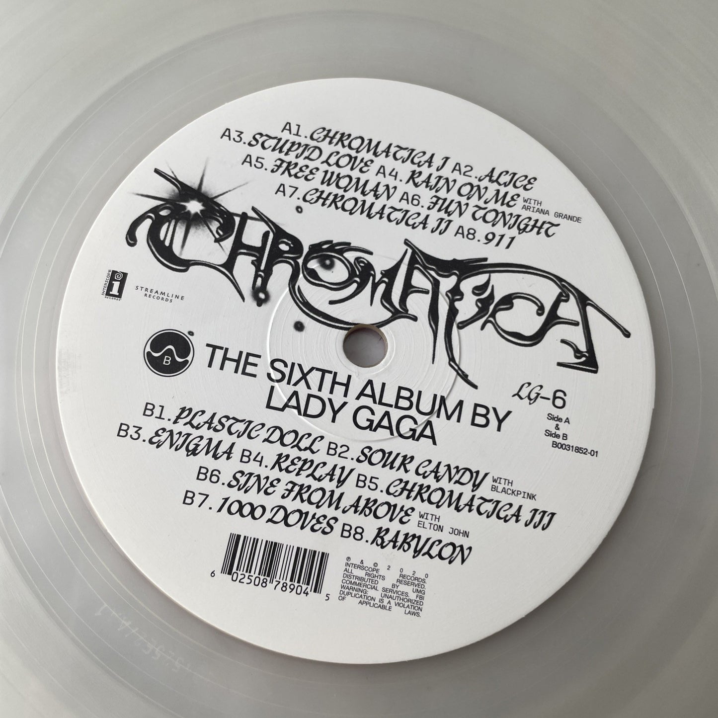 LADY GAGA Chromatica CLEAR VINYL LP Used Very Good